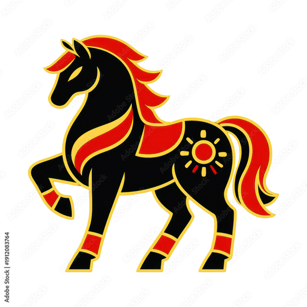 Obraz premium PNG Stylized black horse illustration.
