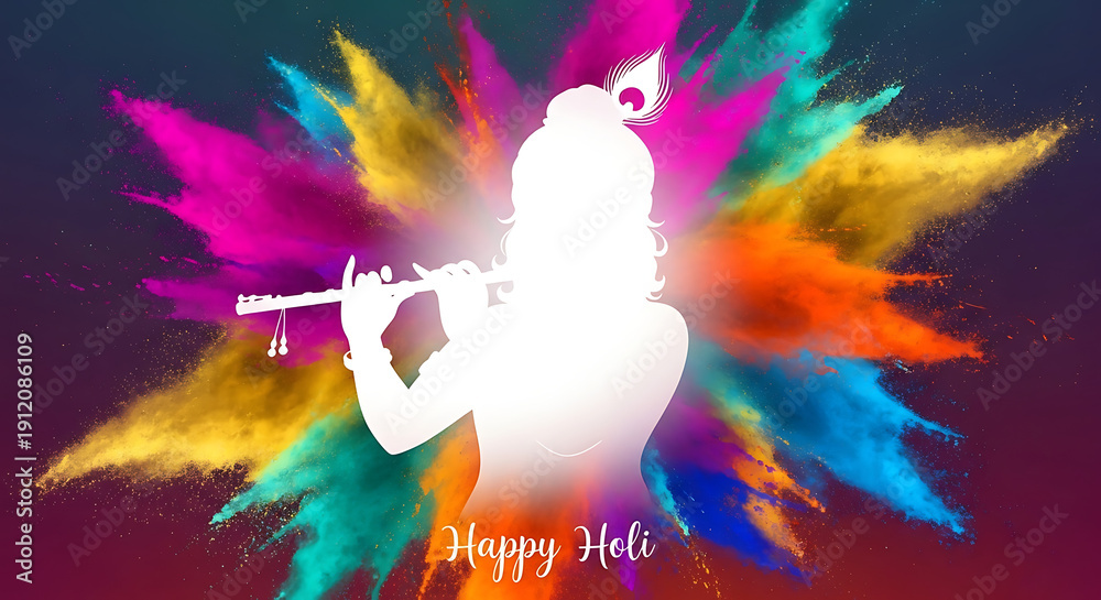 Obraz premium Happy Holi Abstract Deity Silhouette with Color Splash Background