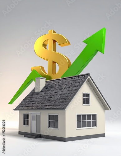 Rising Home Values And Real Estate Market Growth With Dollar Sign And Upward Arrow