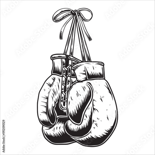 Vintage Boxing Gloves Hanging Illustration Vector