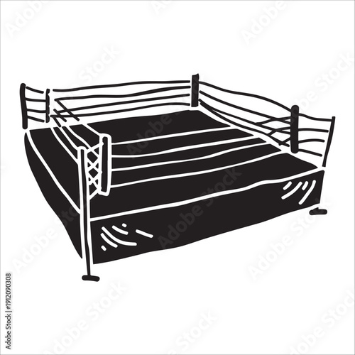 Boxing Ring Arena Icon Silhouette Design EmblemArt