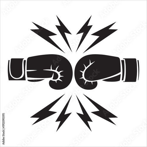 Boxing Gloves Punch With Lightning Icon Vector Art