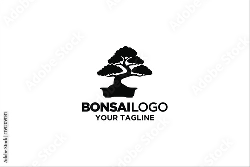 Minimalist Bonsai Tree Silhouette Logo for Garden and Wellness