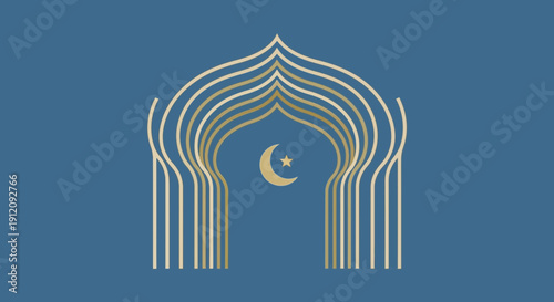 Islamic Archway with Crescent Moon Symbol.