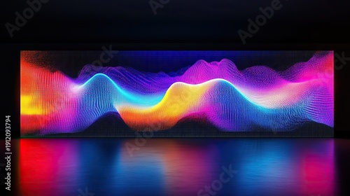 Abstract colorful wave digital background with vibrant neon lights.