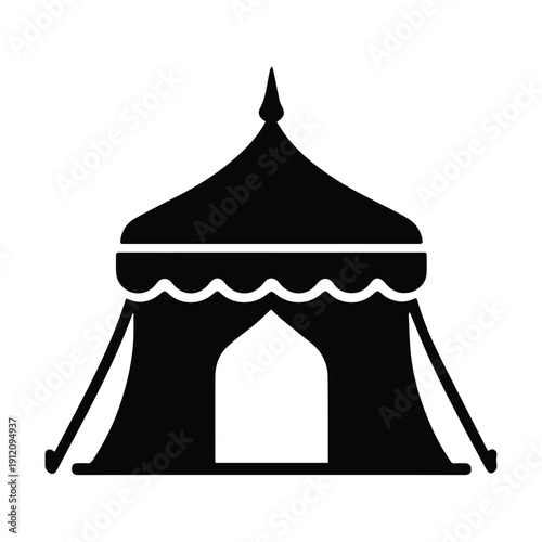 Black Arabian tent icon isolated on white background