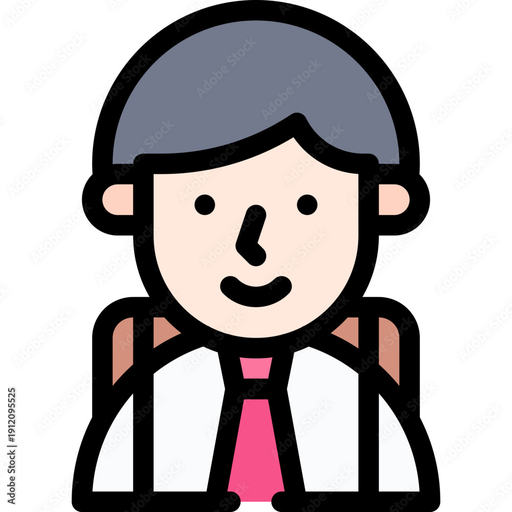 Fototapeta premium Boy Student Avatar Lineal Colour Vector Icon.