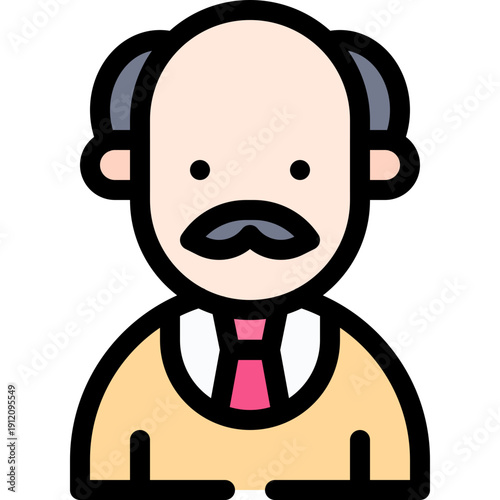 Teacher Avatar Lineal Colour Vector Icon.