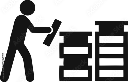 Person Diligently Stacking Financial Blocks Representing Growing Investments and Savings