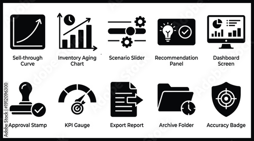 Collection of business and data analysis icons