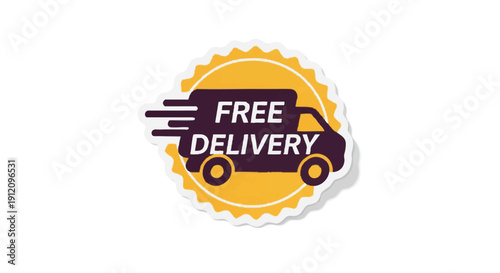 A close-up shot of a free delivery icon with a truck on a yellow gear background, conveying a speedy and convenient service in slow motion.