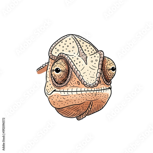 Cartoon Chameleon Illustration with Details.