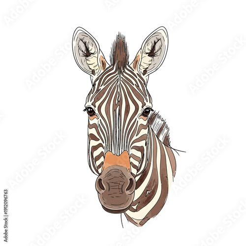 Zebra Head Closeup Striped Portrait.