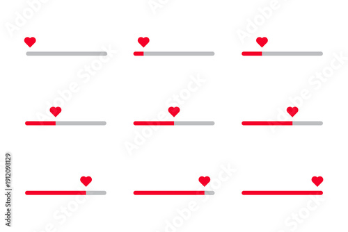 Heart Loading Progress Bar Icon for Health and Fitness App Interface