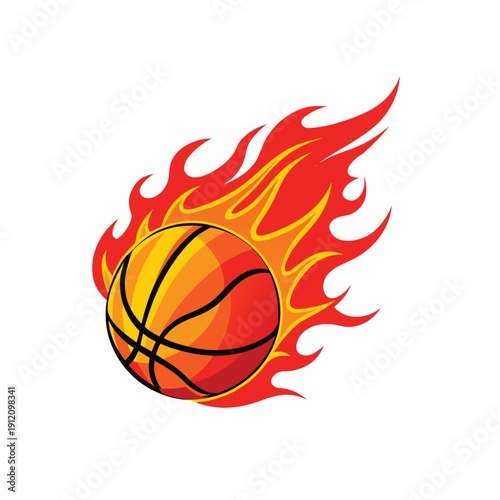 basketball ball with flames