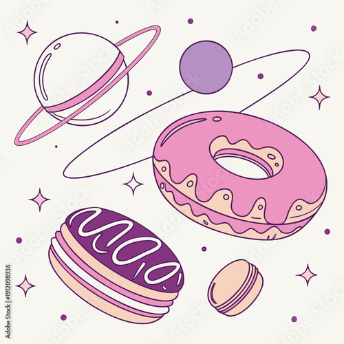 Futuristic Neon Dessert Galaxy Vector Icon