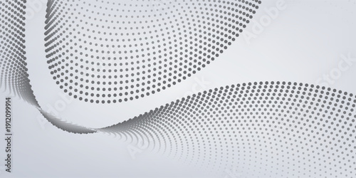 3d particles mesh array, sound wave flowing. Round points vector effect illustration. Blended mesh, 3d futuristic technology style.