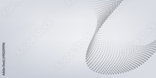 3d particles mesh array, sound wave flowing. Round points vector effect illustration. Blended mesh, 3d futuristic technology style.