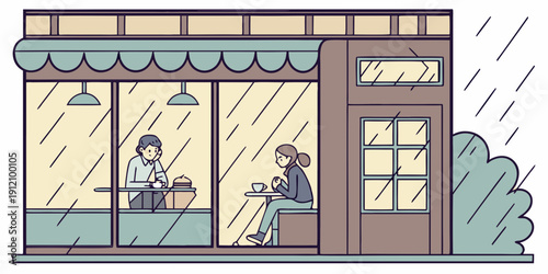 A cozy coffee shop bustling with people enjoying their beverages and pastries.