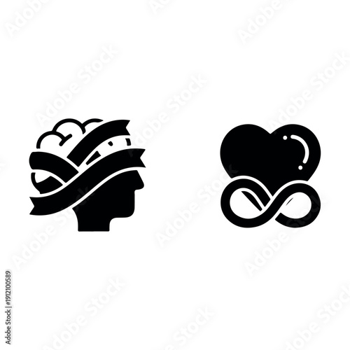 Infinity love knot and heart symbol vector illustration for romance wedding anniversary and eternal commitment design