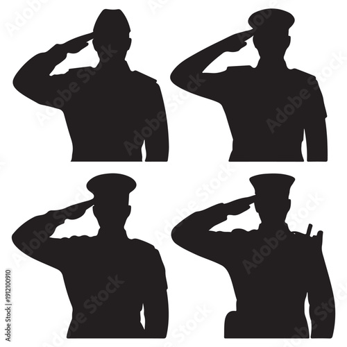 soldier man salute silhouette vector