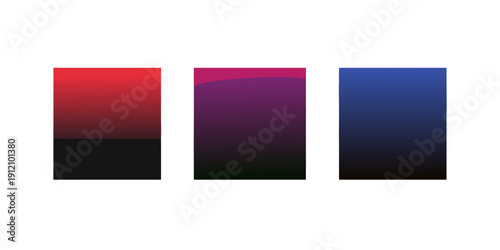 Three gradient squares showcasing different color transitions from dark to light