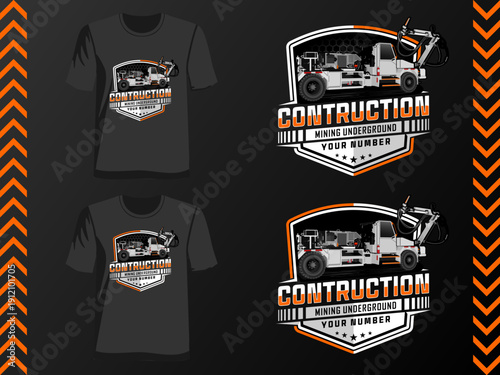 mining heavy equipment logo template vector design