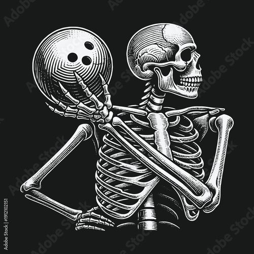 Skeleton Bowler: A Striking Illustration of Life and Leisure.