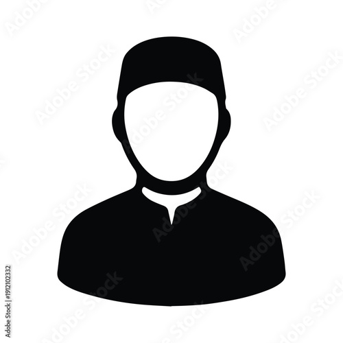 Muslim man icon of a person wearing a cap isolated on white background