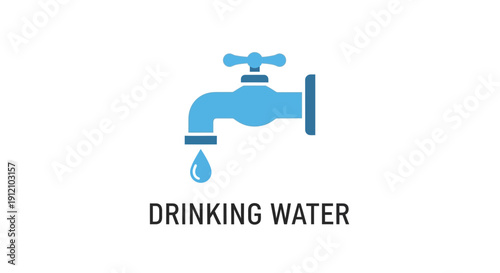 Drinking water tap with flowing water drop illustration on restaurant sign