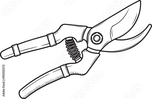 Gardening secateurs or pruning shears tool illustration for garden maintenance and plant care