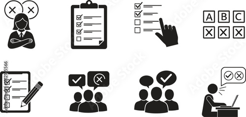 Business people communicating and completing checklists