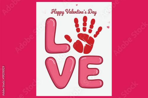 Valentine Handprint Printable  Cute Kids Craft Keepsake