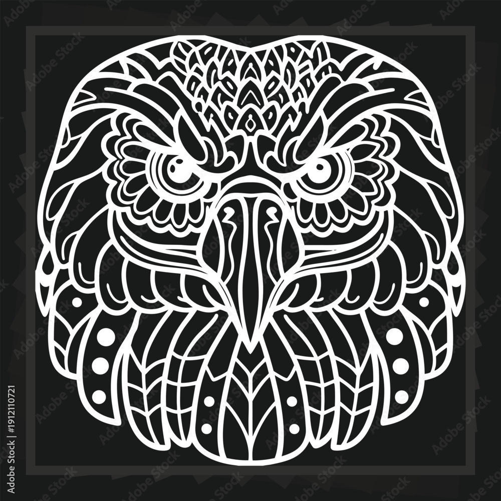 Fototapeta premium Detailed Eagle Head Graphic Design, Tribal Art, Wildlife Illustration, Vector Artwork For Print