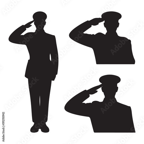 soldier man salute silhouette vector