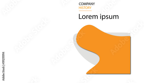 Presentation slide with "COMPANY HISTORY" title and abstract orange grey shapes, isolated on white background.