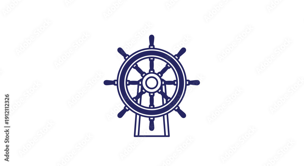 Obraz premium Nautical steering wheel icon on white background symbol of navigation
