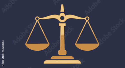 Golden scales of justice icon against dark blue background for legal concepts