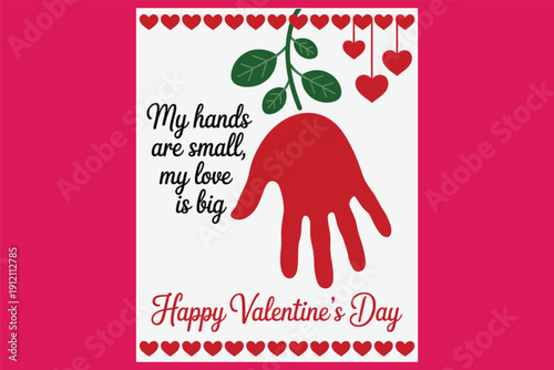 Valentine Handprint Printable  Cute Kids Craft Keepsake