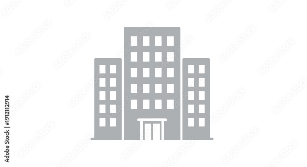 Fototapeta premium Modern building architecture with gray silhouette on white background
