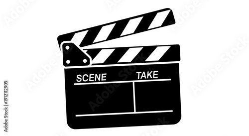 Black and white film clapboard isolated on white background