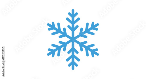 Blue snowflake icon on white background symbolizing cold winter weather