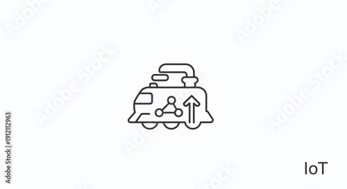Icon of a train with connected elements representing io t and data transfer