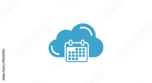 Cloud computing and calendar icon for scheduling digital business activities