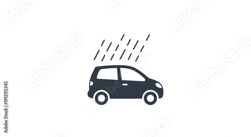 Car under rain icon conceptual illustration for weather or transportation