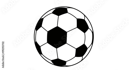 Black and white soccer ball illustration on a plain white background