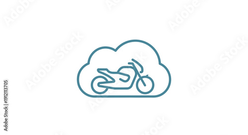 Motorcycle within cloud icon representing technology or transportation