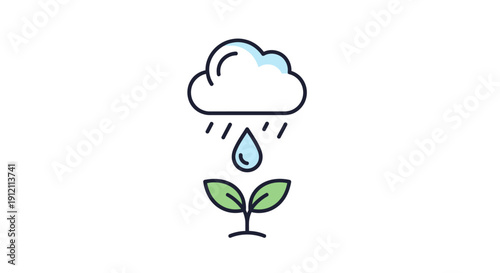 Cloud and rain watering plant vector illustration of environmental concept