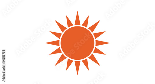 Orange sun illustration on white background for design and conceptual projects