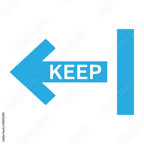 Conceptual illustration featuring a bold blue arrow with the word 'KEEP' inside, pointing towards a leftward direction, suggesting retention or maintaining a path